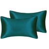 Catzon 2 Pcs Luxury Silky Satin Pillowcases with Zipper for Hair and Skin 50X75cm-Peacock Blue