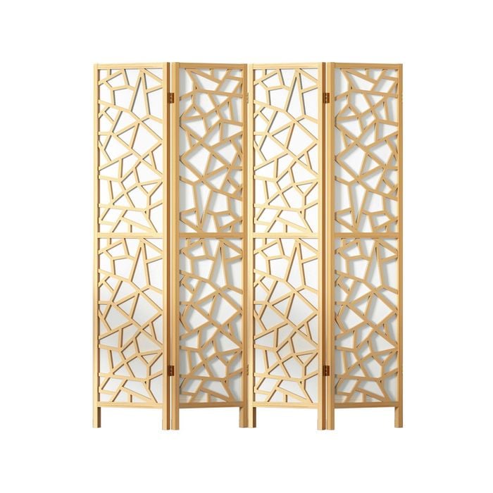Artiss 4 Panel Room Divider Screen 162x170cm Clover Natural