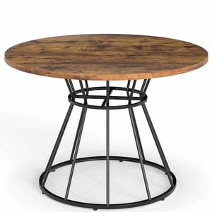 Costway 118cm Round Dining Table for 6 Farmhouse Kitchen Modern Brown