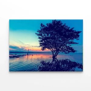 Silhouette of Trees in the Lake  Print 100% Australian Made 120 x 90cm  (Stretched)