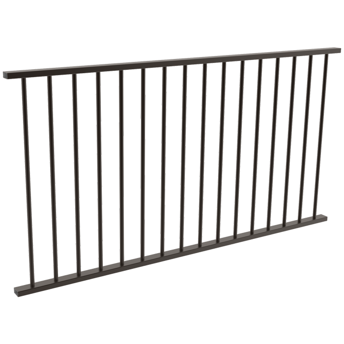 ProtectorAl 1800 x 950mm Black Aluminium Flat Top Round Picket Balustrade Panel
