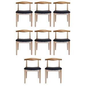 Sk Designer Living | Pack Of 8 | Replica Hans Wegner Elbow Chair Ch20 - Natural & Black