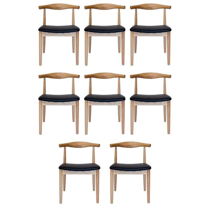 Sk Designer Living | Pack Of 8 | Replica Hans Wegner Elbow Chair Ch20 - Natural & Black