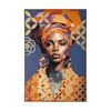 Urban Style Brushmarks Gold Foiled Canvas Artwork Print Woman Blue 825x1225mm
