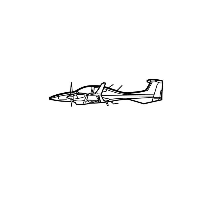 Ignite Laser Diamond DA42 Twin Star - Four-Seat Twin-Engine Aircraft Silhouette Metal Wall Art Coated Black 23.6 inch - 60 cm