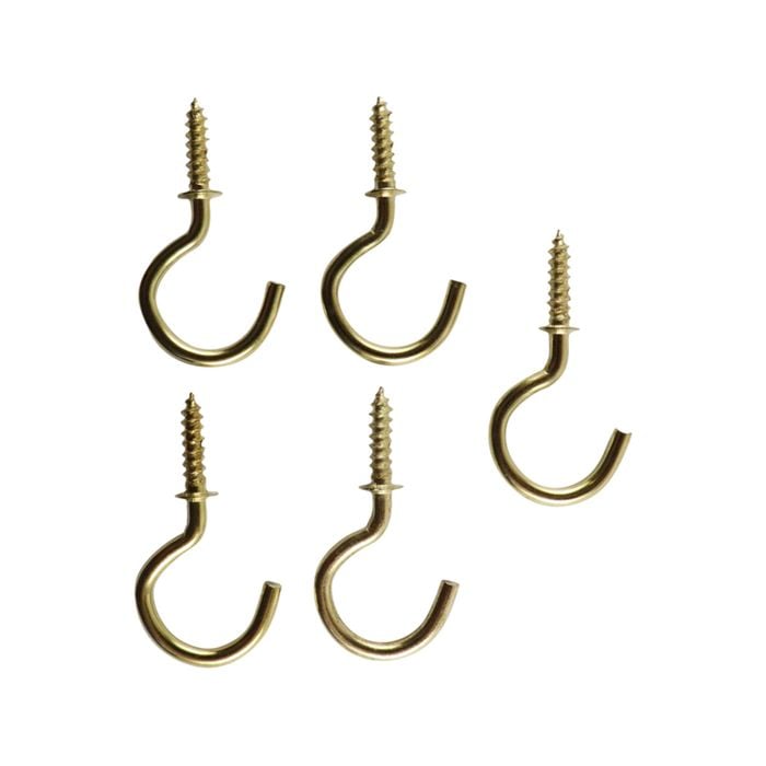 Everhang 14mm Brass Plated Cup Hook - 5 Pack