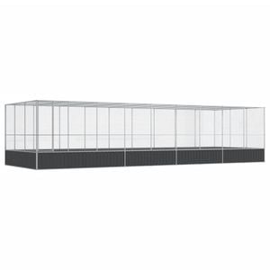 vidaXL Aviary with Extension Budgie Finch Pigeon Cage Parrot House Silver Steel