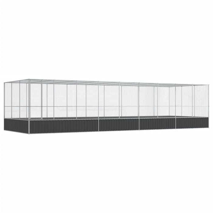 vidaXL Aviary with Extension Budgie Finch Pigeon Cage Parrot House Silver Steel