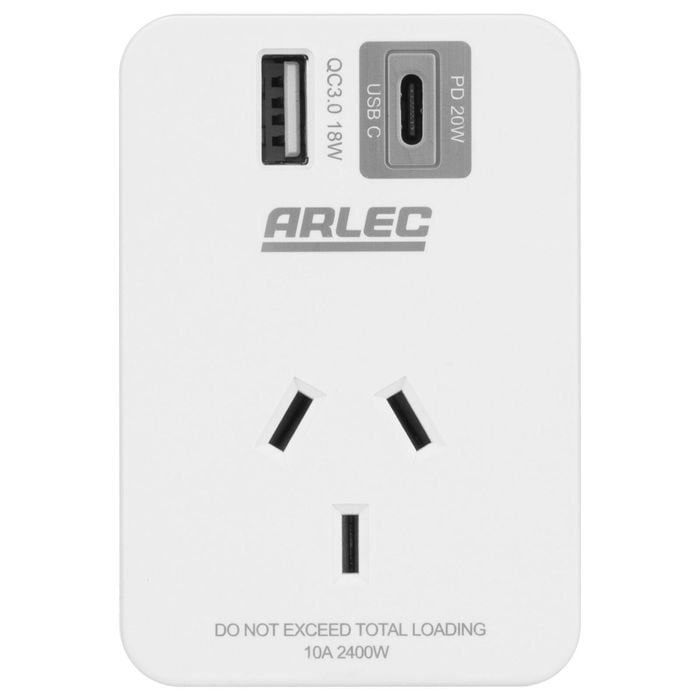 Arlec White Power Adapter With Rapid Charging USB PD20W