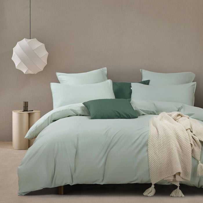 Gioia Casa 100% Cotton Vintage Washed Bed Quilt Cover Set - Sage - Single Size