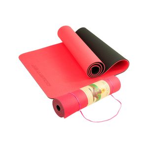 Powertrain TPE Yoga Exercise Mat Home Gym Pilates Fitness 8mm Thick in Red