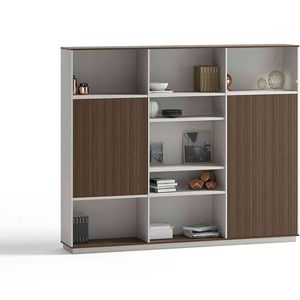 Modern Furniture ANDERS Display Unit 240cm - Hazelnut Gold & Beige