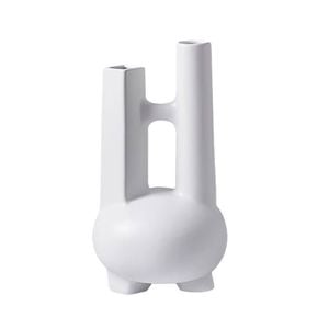 SOGA Modern Geometric Vase – Double Tube Sculpture