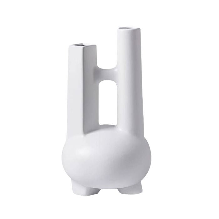 SOGA Modern Geometric Vase – Double Tube Sculpture
