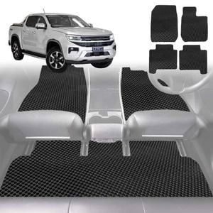 6D Diamond Car Floor Mats for VolksWagen Amarok Dual Cab 2H Facelift2022-Current-Full Set-Black-Outback GT