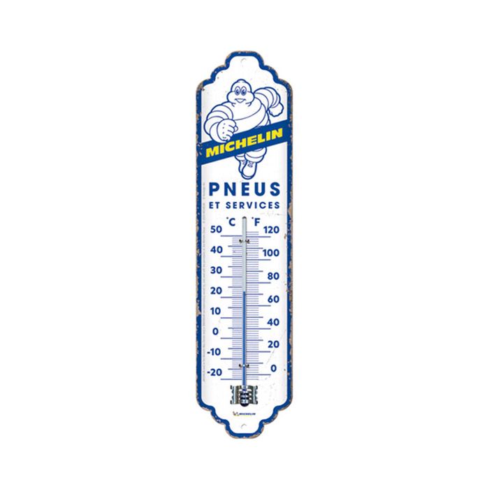 Nostalgic-art Wall Metal Thermometer Michelin Pneus & Services 28x6.5x2cm