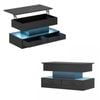 Ufurniture LED Lift Top Coffee Table 2-Tier Accent Center Table w/ Hidden Compartment & Drawers Display Shelf Black
