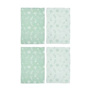 2x 2pc Ladelle Jacquard Soft Durable Cotton Veggies Kitchen Tea Towels Green