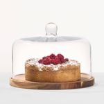 Salisbury & Co Signature Round Glass Dome with Wooden Base 28cm