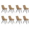 Familand Dining Chairs Set of 8 Padded Seat Kitchen Living Room Chair Faux Leather in Brown