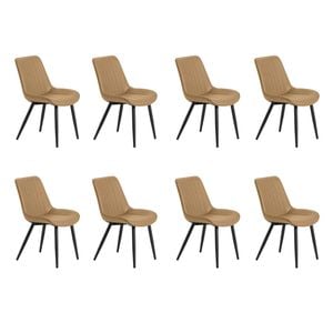 Familand Dining Chairs Set of 8 Padded Seat Kitchen Living Room Chair Faux Leather in Brown
