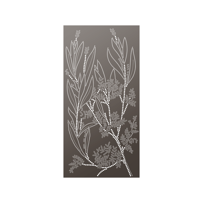 Walpix 1800 x 900 x 2.5mm Harmesley Brown Flat Profile Grevillia Perforated Aluminium Decorative Screen