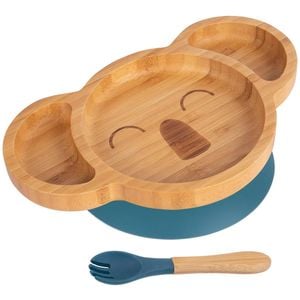 Tiny Dining Bamboo Koala Baby Weaning Plate & Fork Set