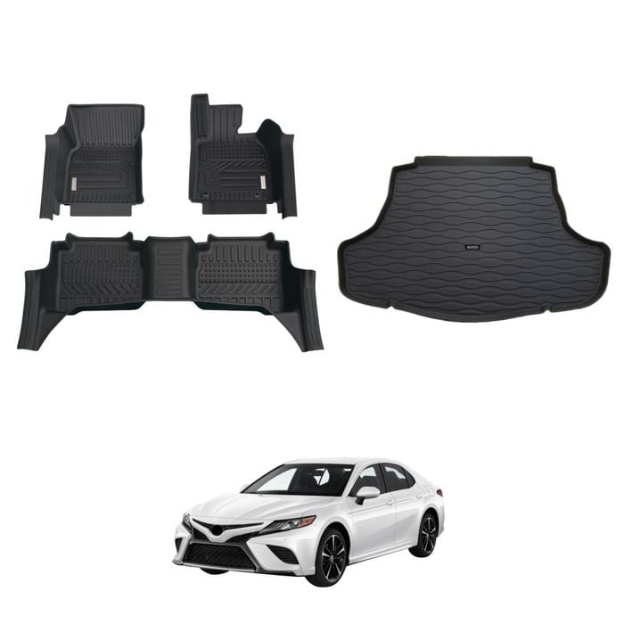 AUSGO Floor Mats & Boot Liner Set for Toyota Camry Hybrid 2017-2024 Car Floor Liners Cargo Mat