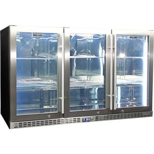 Schmick Stainless Steel 3 Door  Glass Door Bar Fridge - SK386-HD