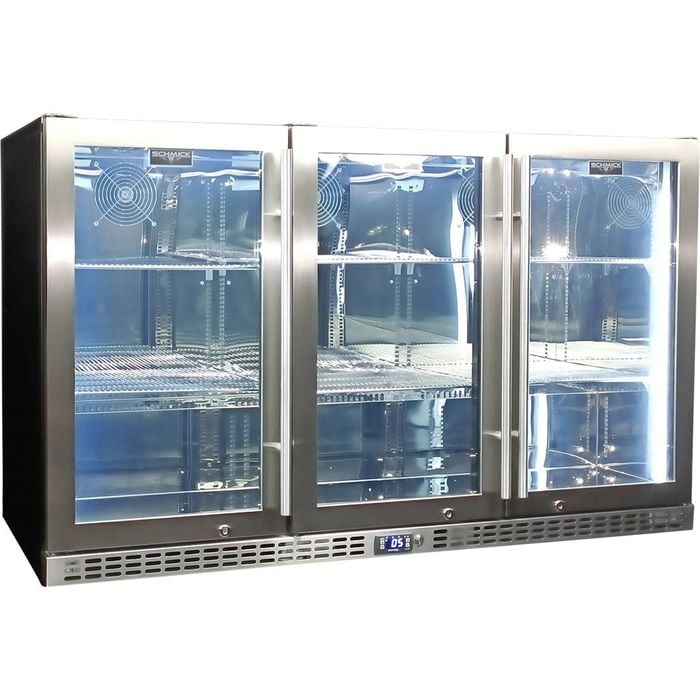Schmick Stainless Steel 3 Door  Glass Door Bar Fridge - SK386-HD