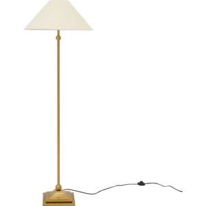 Lexi Lighting Violet Floor Lamp Brass Metal Base Linen Shade 155cm