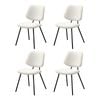 Oikiture 4x Dining Chair Vintage Retro Sherpa Kitchen Padded Lounge White