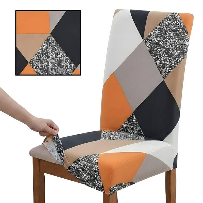 Anyseat Chair Cover Multicolor Geometric Pattern Elastic Slipcover Dining Decor