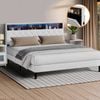 Oikiture Bed Frame King Size with LED Storage Headboad NOVI