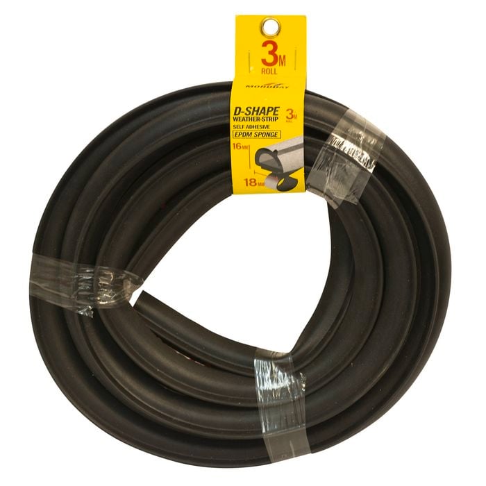 Moroday 18 x 16mm x 3m Black Self Adhesive D-Shape Weather Strip