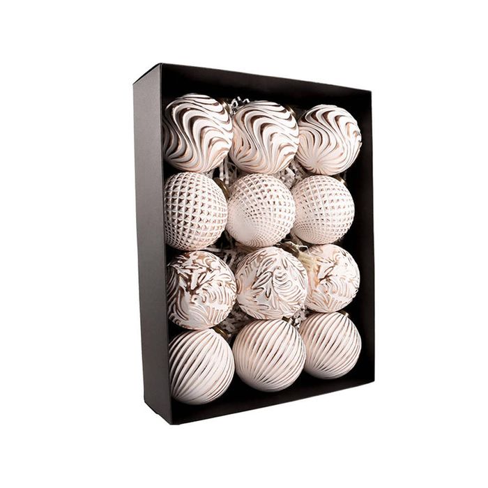 Catzon 12 Pcs Elegant Christmas Ball Ornaments 8CM Shatterproof Pendants for Holiday Decor-Rose Gold