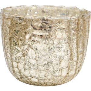 LVD Glass Crackled Nougat Votive Candle Holder Gold Medium
