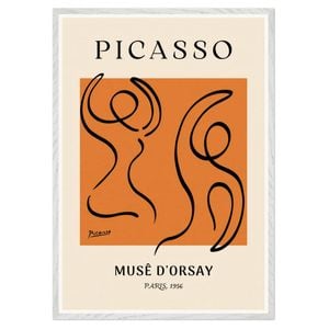 Picasso's Minimalist Line Art Print - Elegant 1956 Musee d'Orsay Artwork, White Frame, 70 x 100cm (28 x 40inch)