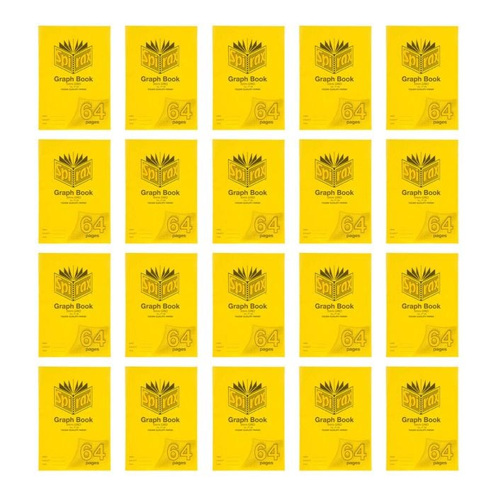 20x Spirax P136 Protective Cover Grid Book A4 8mm Grid 64 Pages Notebook Yellow