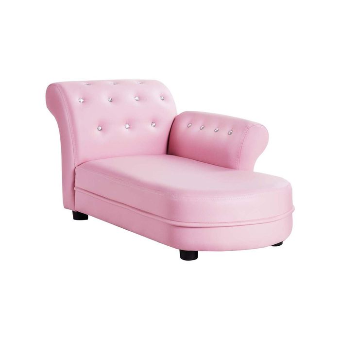 Costway Kids Crystal Sofa Wood Lounge Armchair, Pink