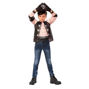 AJ Styles Halloween Costume Top Gloves Child WWE Muscle Chest Fancy Dress Black Colour, 6-PLUS