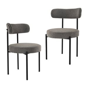 Set of 2 Round Dining Chair Mixed Grey