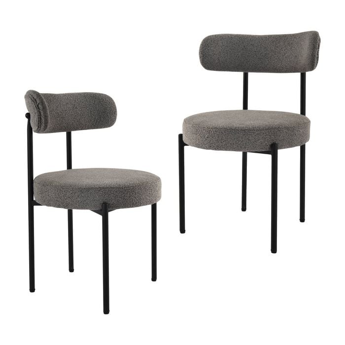 Set of 2 Round Dining Chair Mixed Grey
