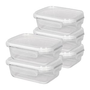 Harbour Housewares Glass Food Storage Containers with Lids - 640ml - Pack of 5