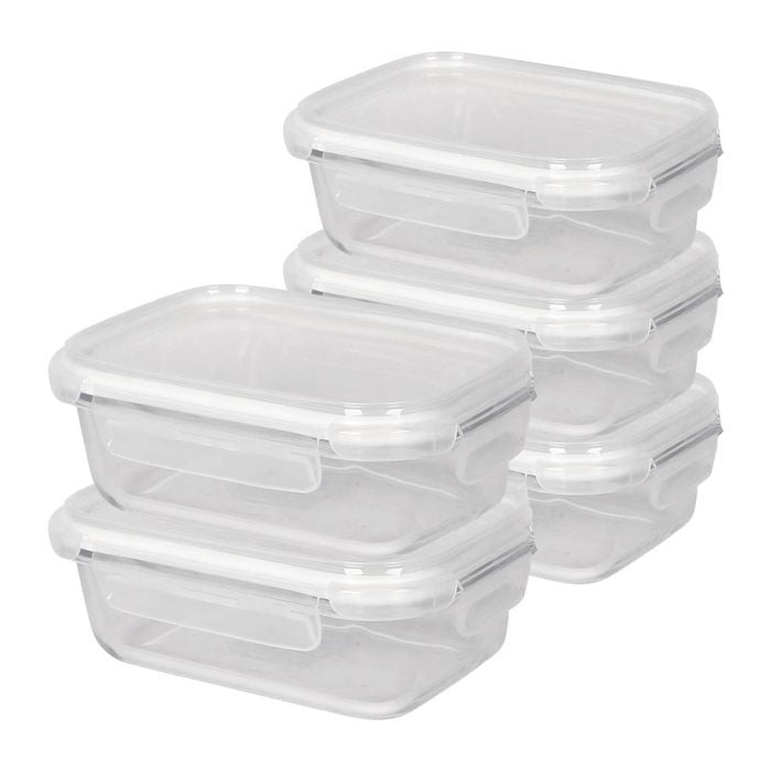 Harbour Housewares Glass Food Storage Containers with Lids - 640ml - Pack of 5