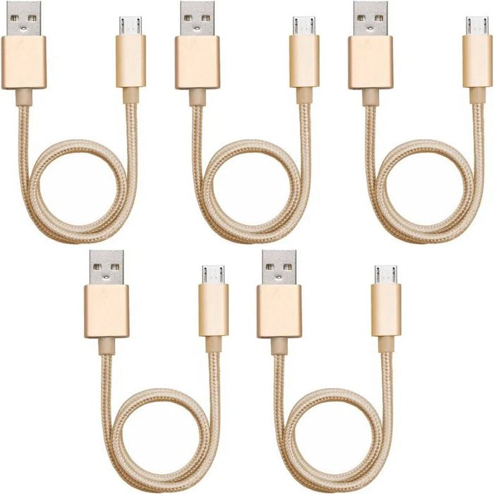 iWill 5 Pack 1m Data Transfer Charger Charging Micro USB Cable Cord Bulk Braided Gold Nylon