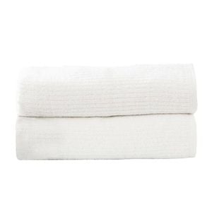 2pc Renee Taylor Bath Sheet Set Cobblestone 650 Gsm Cotton Ribbed White