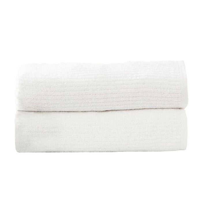 2pc Renee Taylor Bath Sheet Set Cobblestone 650 Gsm Cotton Ribbed White