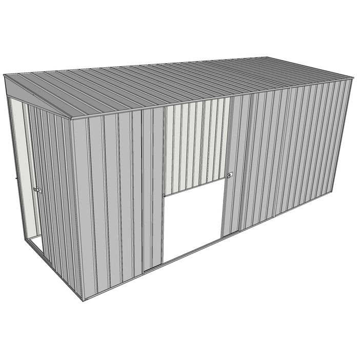Build-a-Shed 1.5 x 4.5 x 2m Double Sliding Side Door Skillion Shed - Zinc