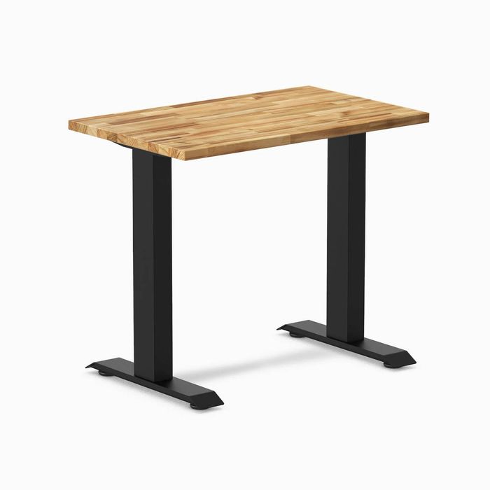 Desky Fixed Height Mini Hardwood Office Desk Matte Black Frame 80cm